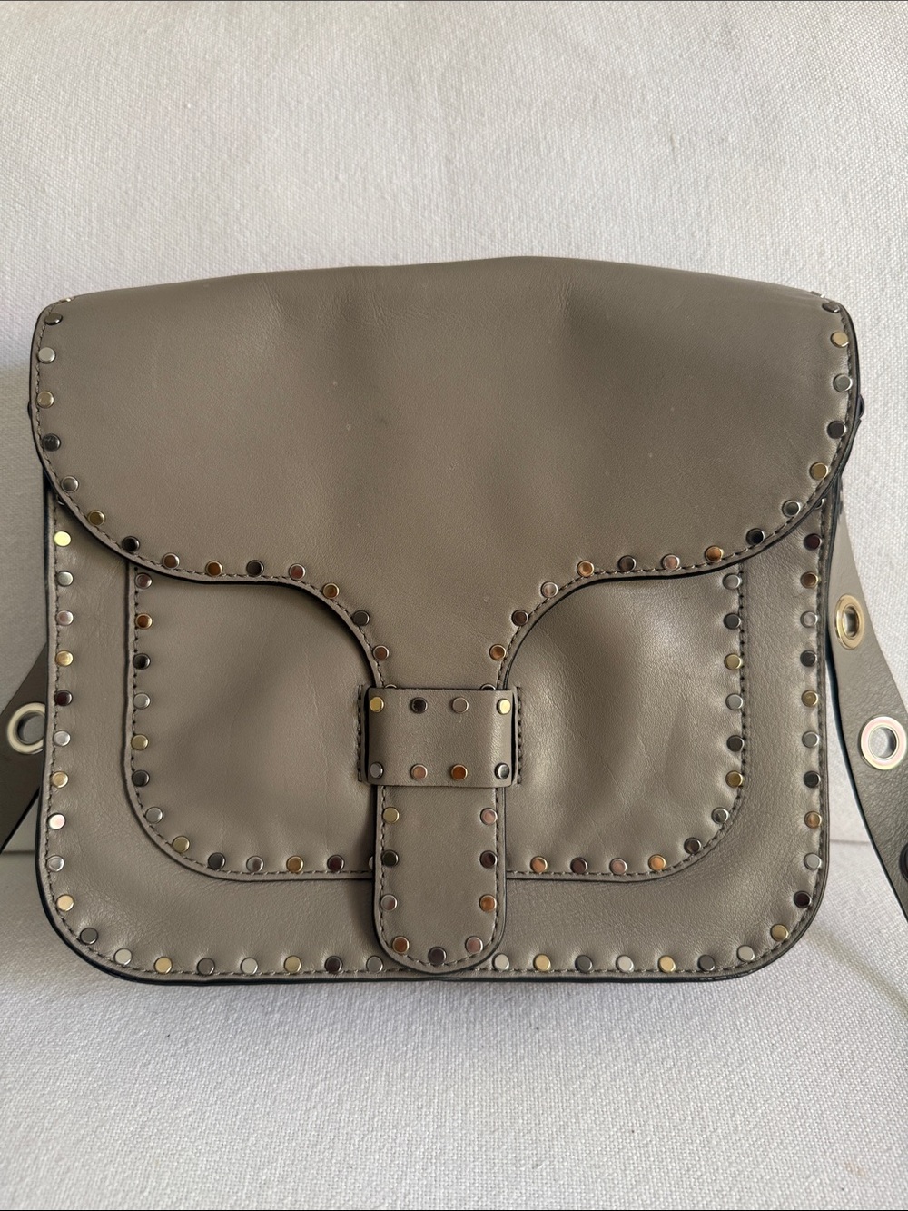 Rebecca Minkoff Taupe Leather Studded Crossbody Bag